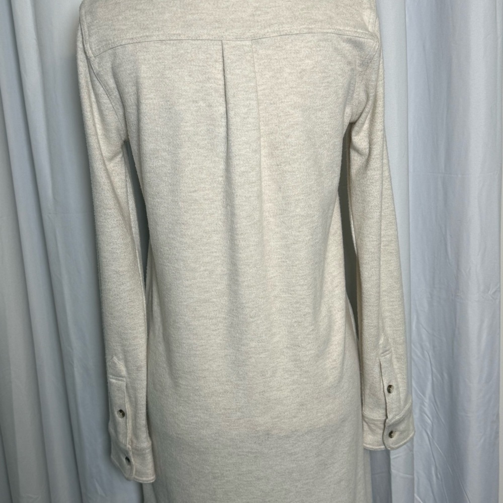 Faherty Legend Sweater Shirt Dress Womens XS Ivory Button Front Pockets NWT - Picture 10 of 14